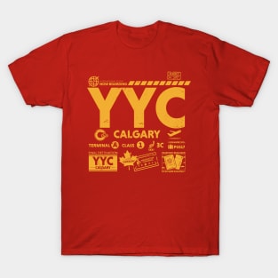 Vintage Calgary YYC Airport Code Travel Day Retro Travel Tag Canada T-Shirt